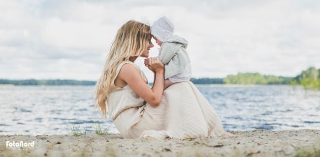 mother and daughter at the beach