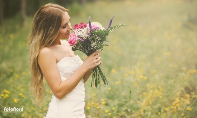 a beautiful bride in her wedding dress