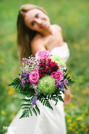 a beautiful bride in her wedding dress