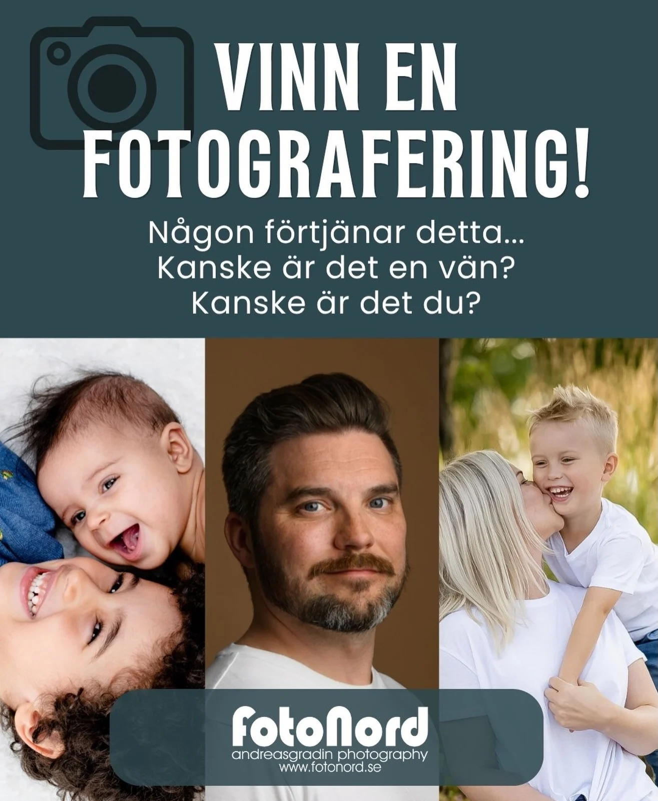 ✨ TÄVLING ✨
Vinn en fotografering i Umeå!
Favorit i repris! Tävlingen jag körde i våras var väldigt uppskattad, så här kommer en ny chans. Känner du någon i Umeå som verkligen förtjänar att bli fotograferad och få lite fina bilder? Eller kanske är det du själv? 📸💛Nu har du chansen att vinna en gratis fotosession i Umeå hos mig!🎁 Detta vinner du:
– 30–60 min fotografering (i studio eller utomhus)
– 10 högupplösta digitala bilder med utskriftsrättigheter
- Värde ord. pris 2990 SEK
– Perfekt för barn/ porträtt / familj / par / gravid /eller annan valfri fotografering- vinnaren väljer!
Ps. Vinnaren kan även nyttja presentkortet på en bokning på höstens barnfotokampanj i studion. Då får du extra mycket bilder för slantarna.👇 Så här deltar du:
1. Följ @fotonord
2. Gilla detta inlägg ❤️
3. Tagga personen som förtjänar att vinna detta – eller tagga dig själv!💬 Skriv en kommentar varför personen du taggar (eller du själv) förtjänar att vinna.✨📍 Gäller i Umeå
☝️Deltagare endast över 18 år
⏰ Tävlingen avslutas Fredag 25:e september kl 20:00
🏆 Vinnaren dras av mig och kontaktas via DM
👉 Eventuell vinstskattt betalas av vinnarenLycka till! 🙌(Tävlingen är ej stödd/sponsrad eller administrerad av Instagram)