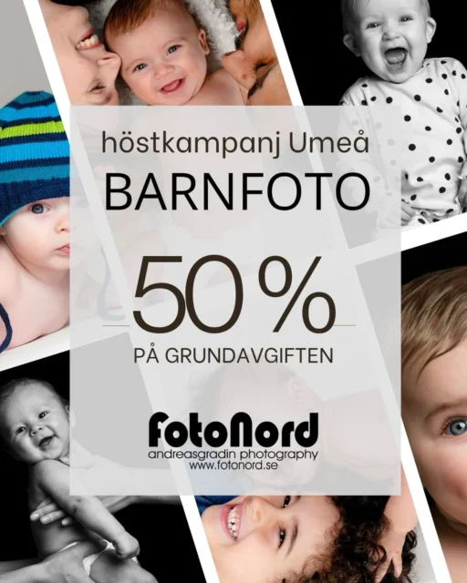 Heads-up! Som vanligt kör jag en kampanj på barnfotografering i studion under hösten fram till jul. Jag har spikat datumen nu, och det blir under tio söndagar mellan september och december. Jag har inte gått ut med någon annonsering ännu. Ni stammisar och följare får som vanligt lite info i förväg och har chans att knipa de tider som passar er bäst. 🌟Ni kan se på Fotonord.se under "barnfotokampanj" vilka datum som är aktuella i år. Bara att skicka ett mail med önskemål om datum och tid så löser vi det. Använd gärna kontaktformuläret på hemsidan. Vi ses i höst! 📷☺️